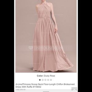 Dusty Rose Bridesmaid Floor-Length Chiffon Dress